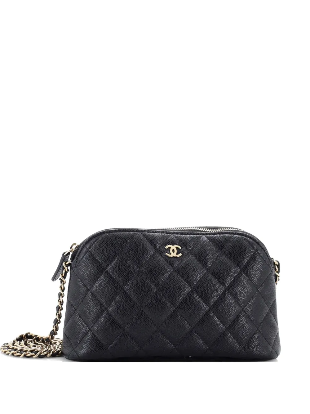 CHANEL Pre-Owned CC Dome Zip Clutch with Chain Quilted Caviar Small shoulder bag - Nero