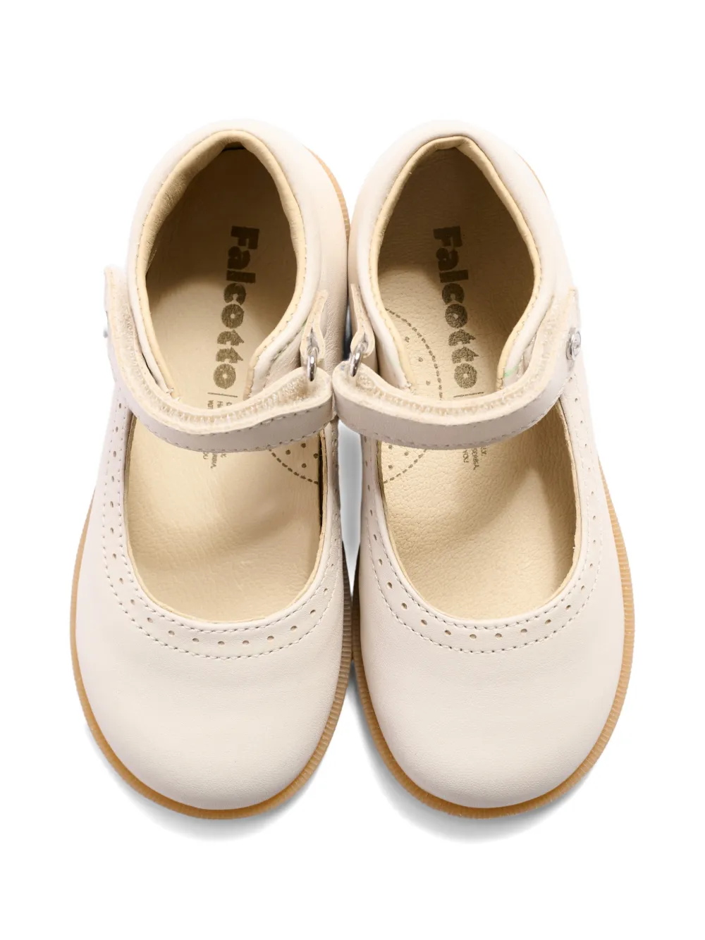 Falcotto Brogue strap leather ballerina sandals Beige