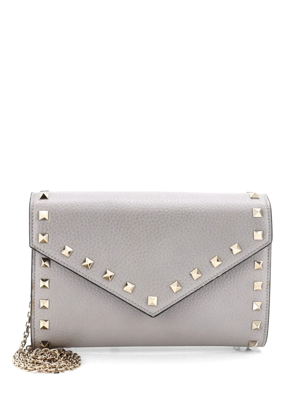 Valentino Garavani Pre-Owned Rockstud Envelope Chain Wallet Leather crossbody bag - Grigio