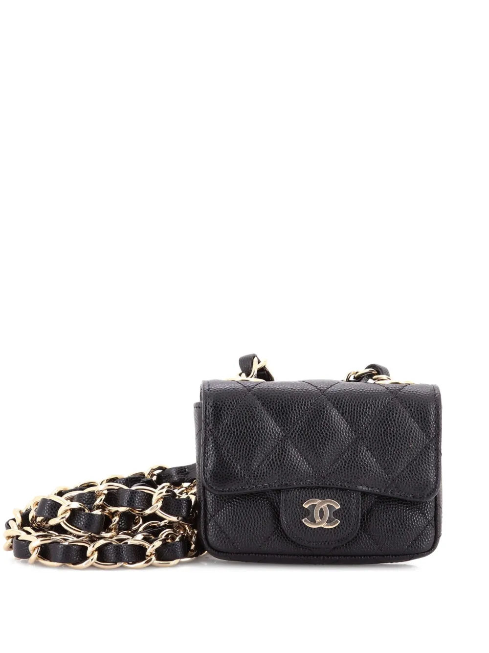 CHANEL Pre-Owned Classic Flap Charm Chain Quilted Caviar Mini belt bag - Nero