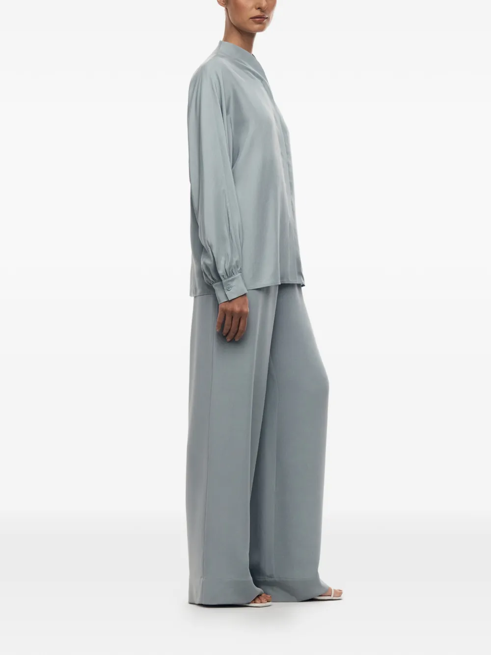 12 STOREEZ Alice zijden broek met trekkoord Blauw