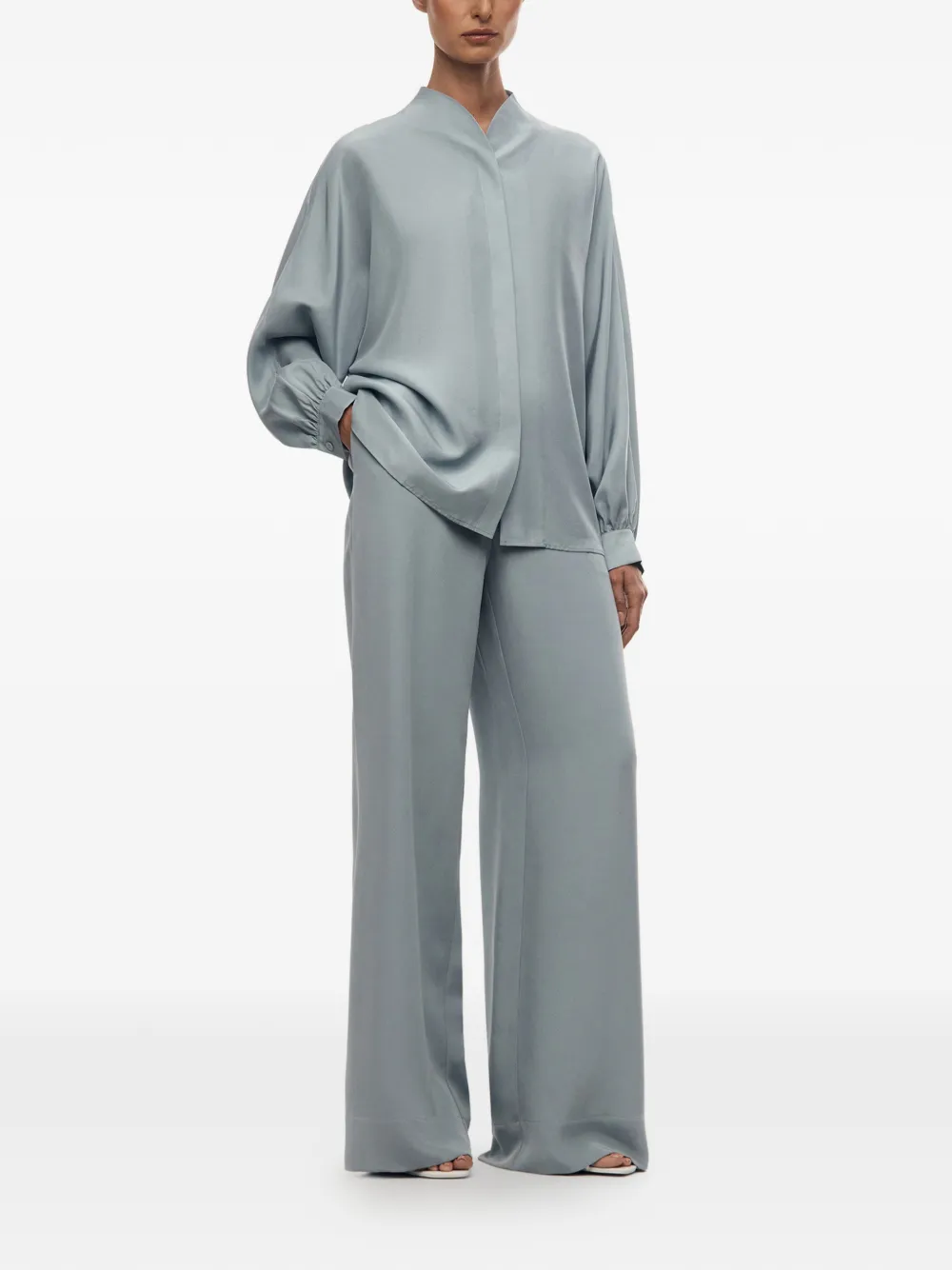 12 STOREEZ Alice zijden broek met trekkoord Blauw