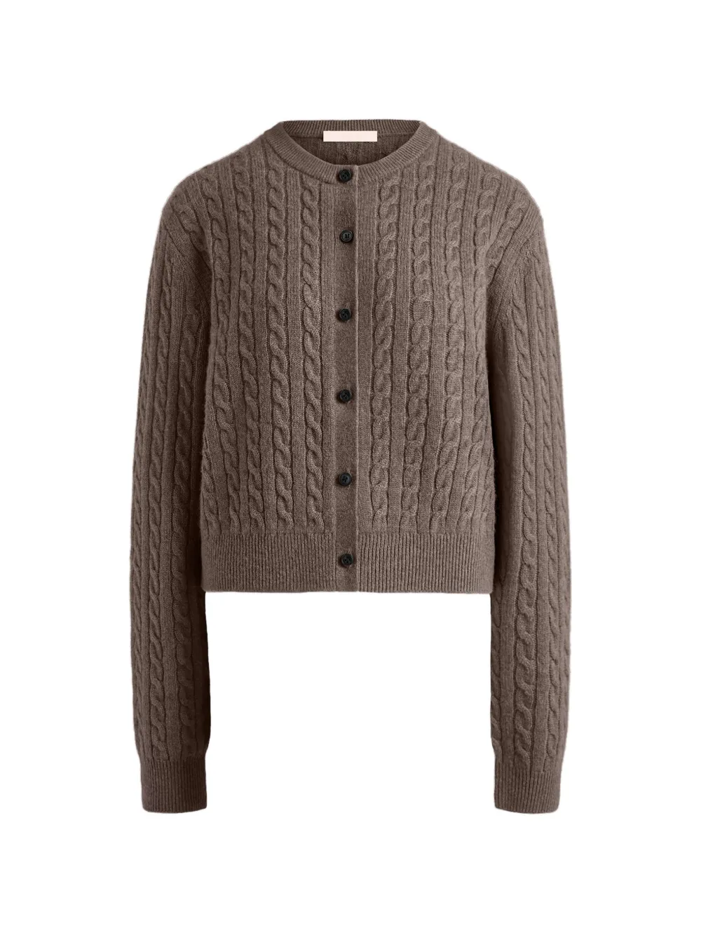 12 Storeez Rye Cable-knit Cardigan In Brown