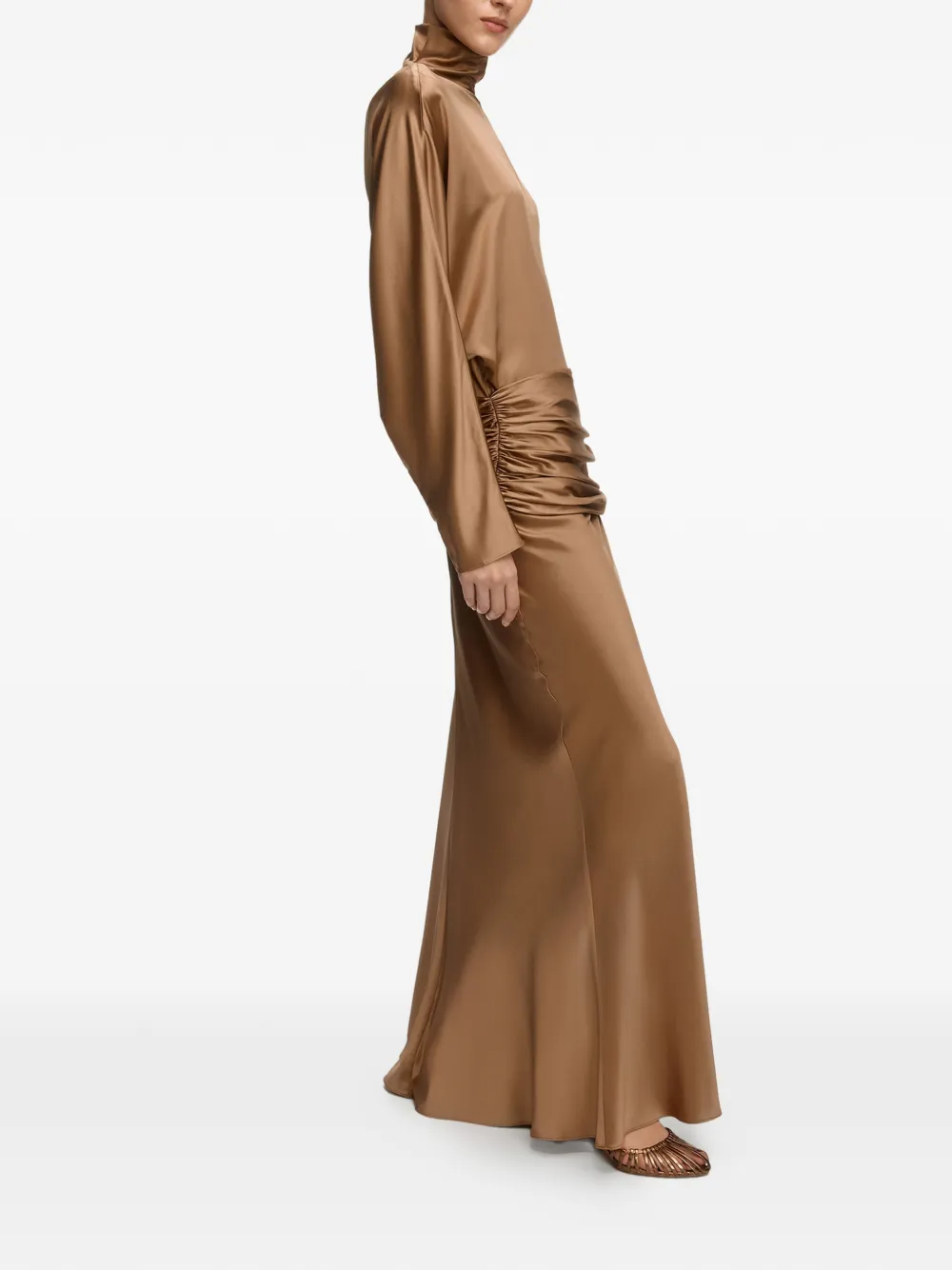 12 STOREEZ Gedrapeerde jurk Bruin