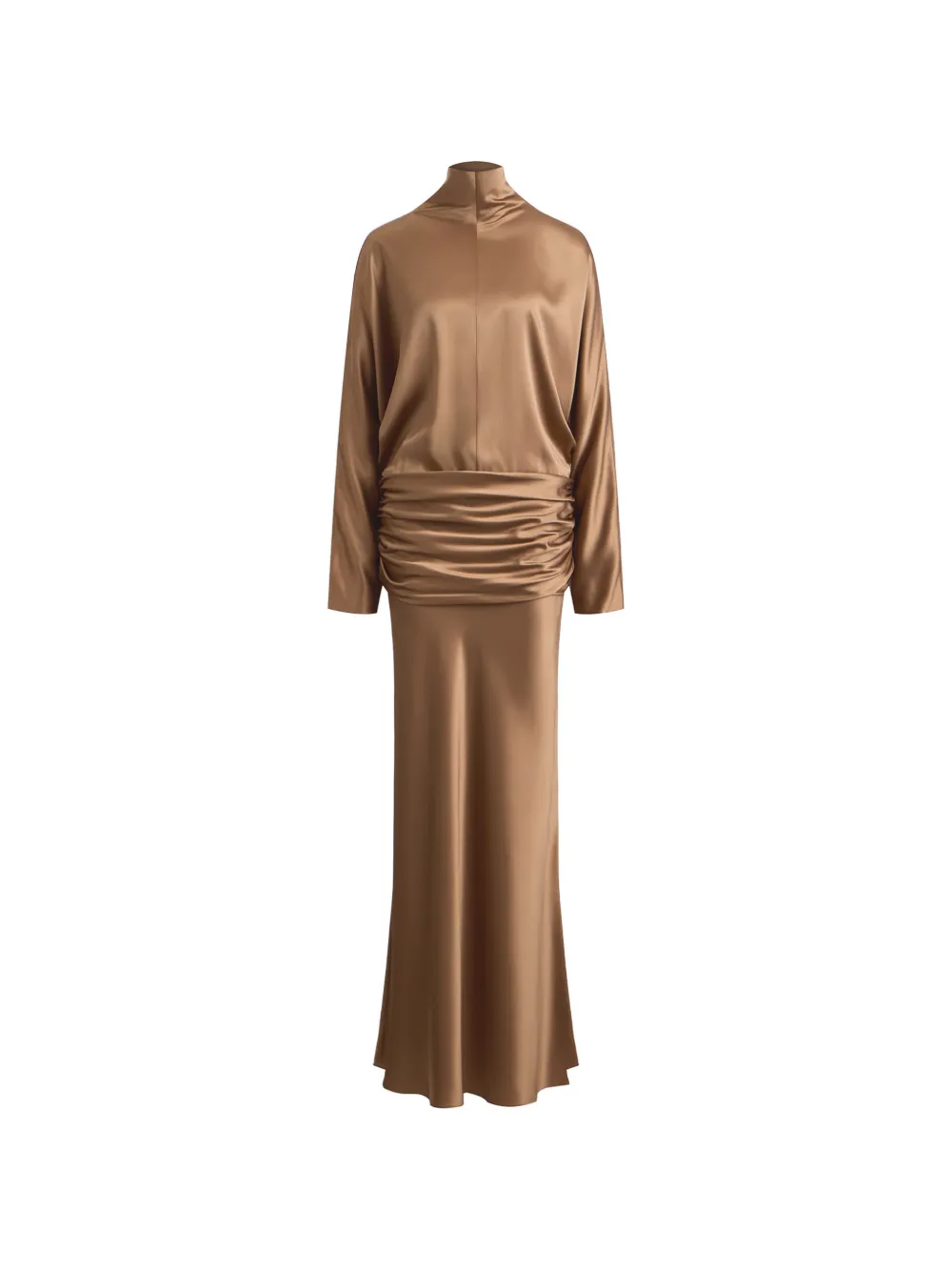 12 STOREEZ long-sleeved draped dress - Marrone