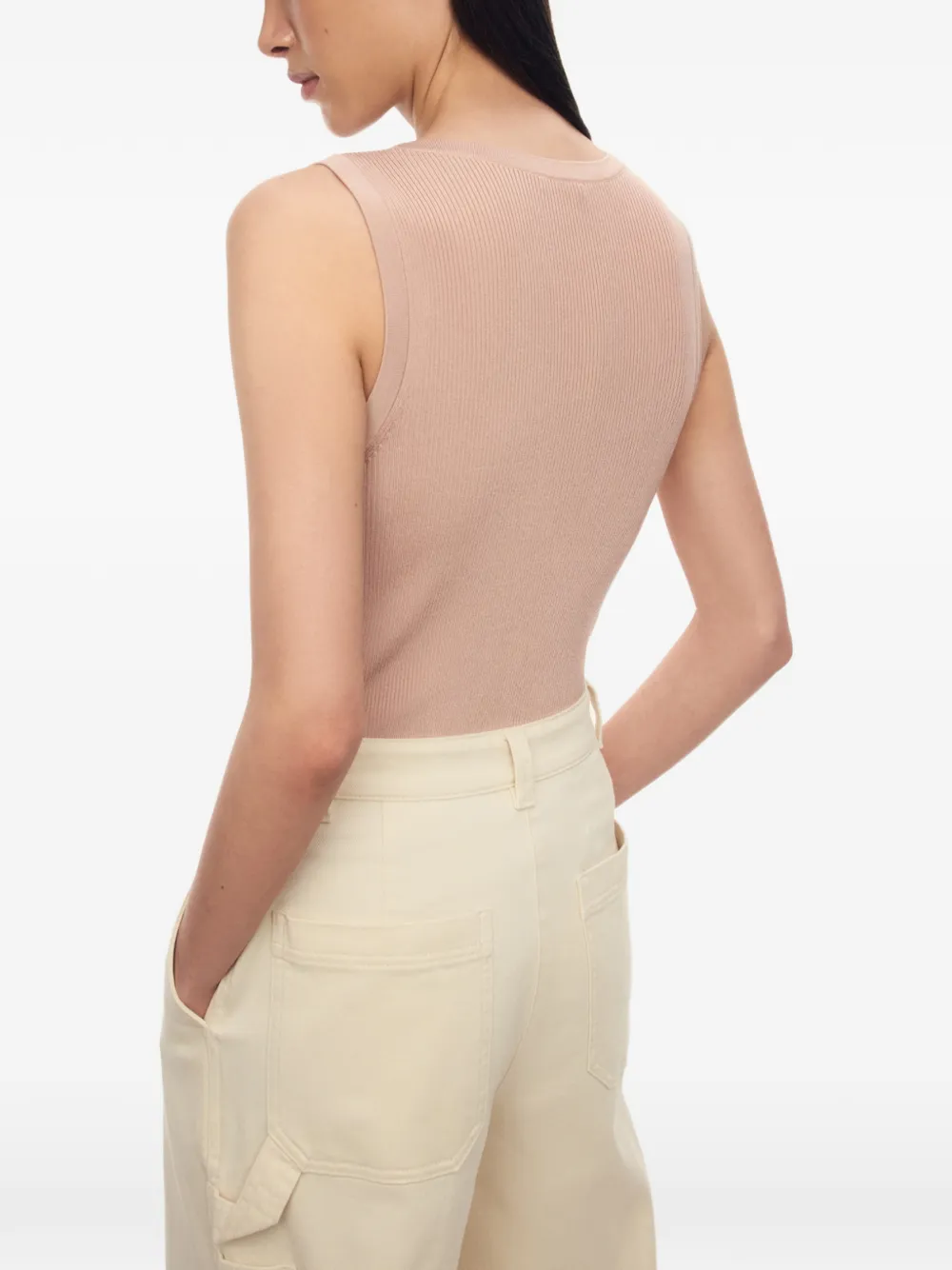 12 STOREEZ Zoe geribbelde tanktop Roze