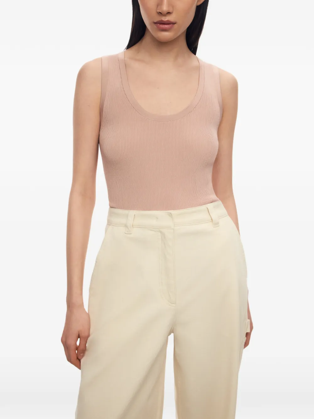 12 STOREEZ Zoe geribbelde tanktop Roze