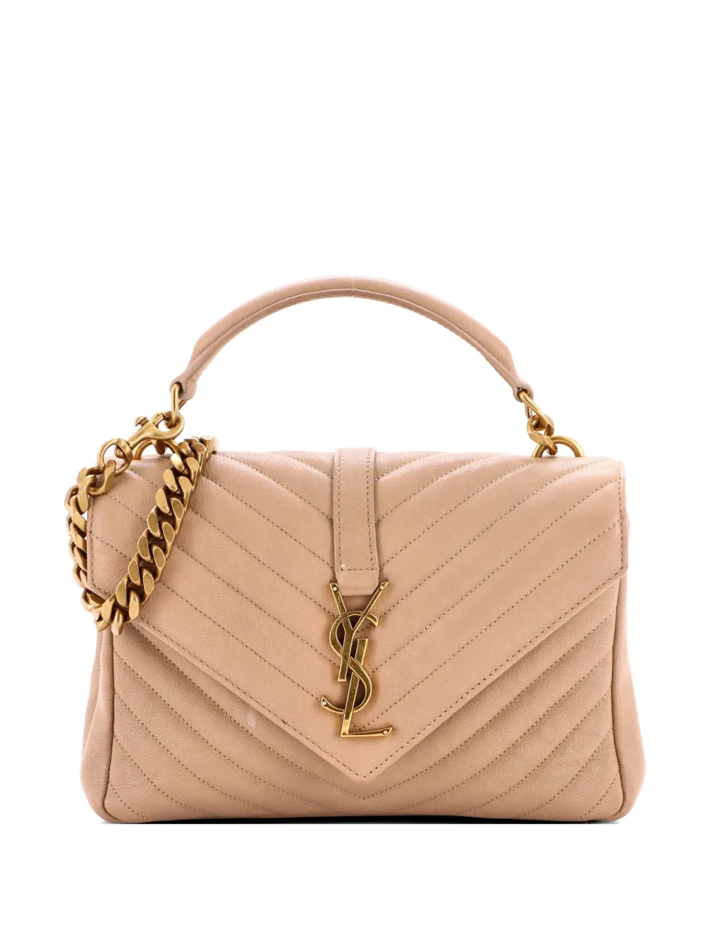 Saint Laurent Pre-Owned Classic Monogram College Bag Matelasse Chevron Leather Medium crossbody bag - Nero