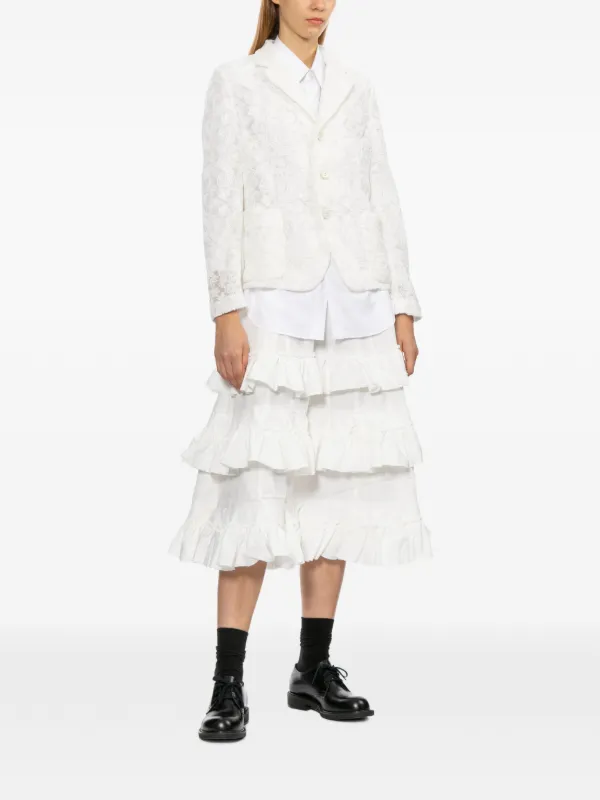 Comme Des Garçons Comme Des Garçons Ruffled Tiered Skirt | White