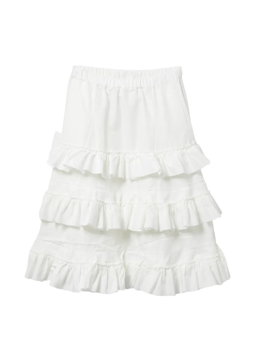 Comme Des Garçons Ruffled Midi Skirt In White