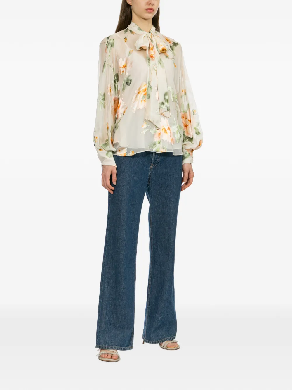ZIMMERMANN Shirt met bloemenprint Beige