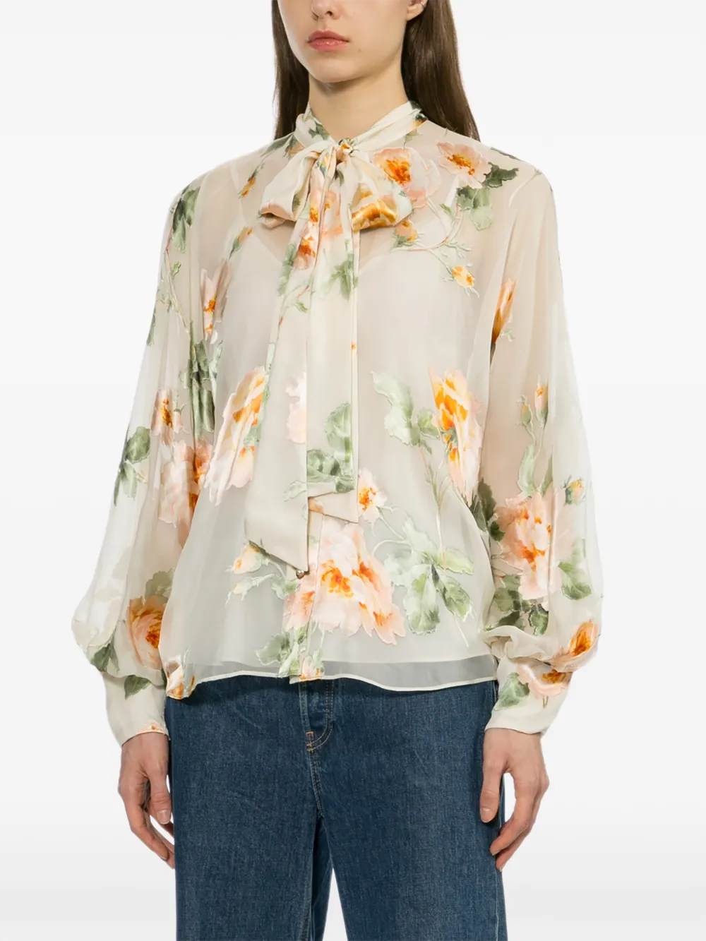 ZIMMERMANN Shirt met bloemenprint Beige