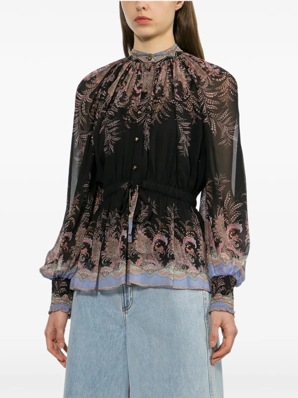 ZIMMERMANN Shirt met bloemenprint Zwart