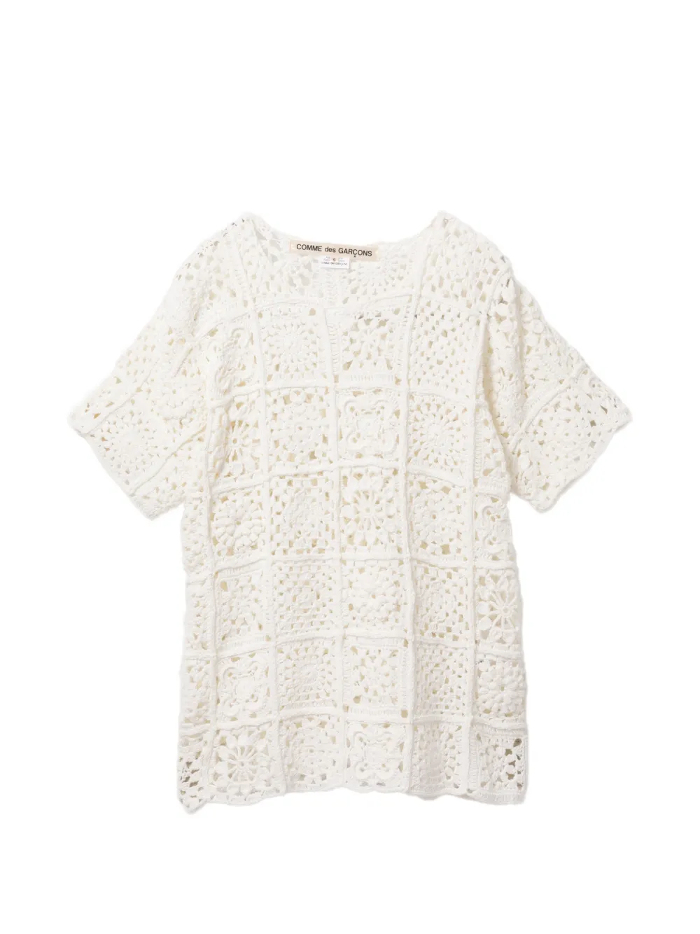 Comme Des Garçons T-Shirt mit Blumenstickerei - Weiß