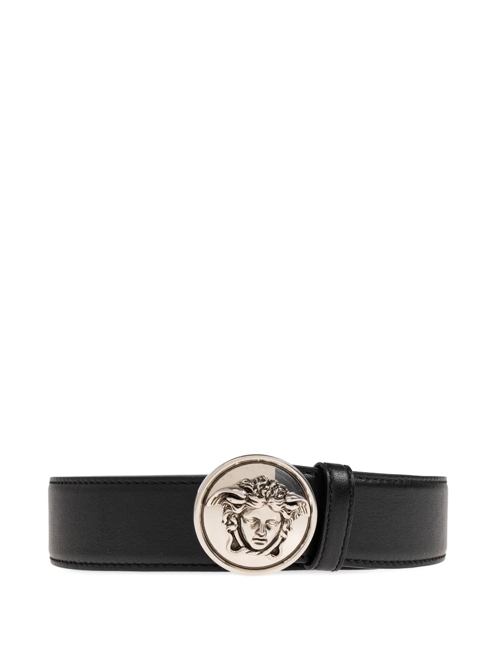 Versace logo-buckle leather belt - Black