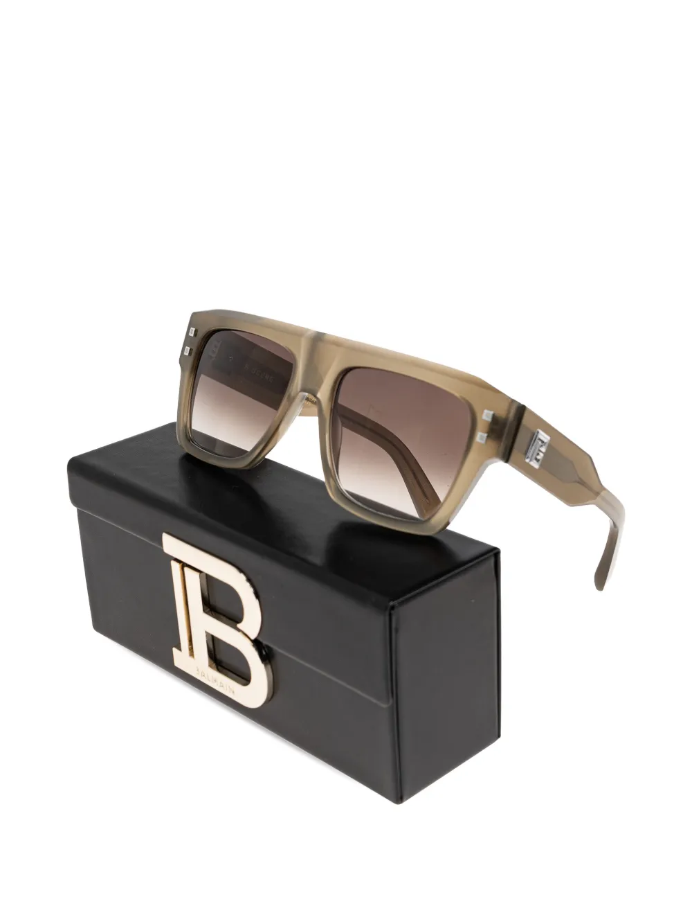 Balmain Eyewear B-Scene zonnebril met rechthoekig montuur Bruin