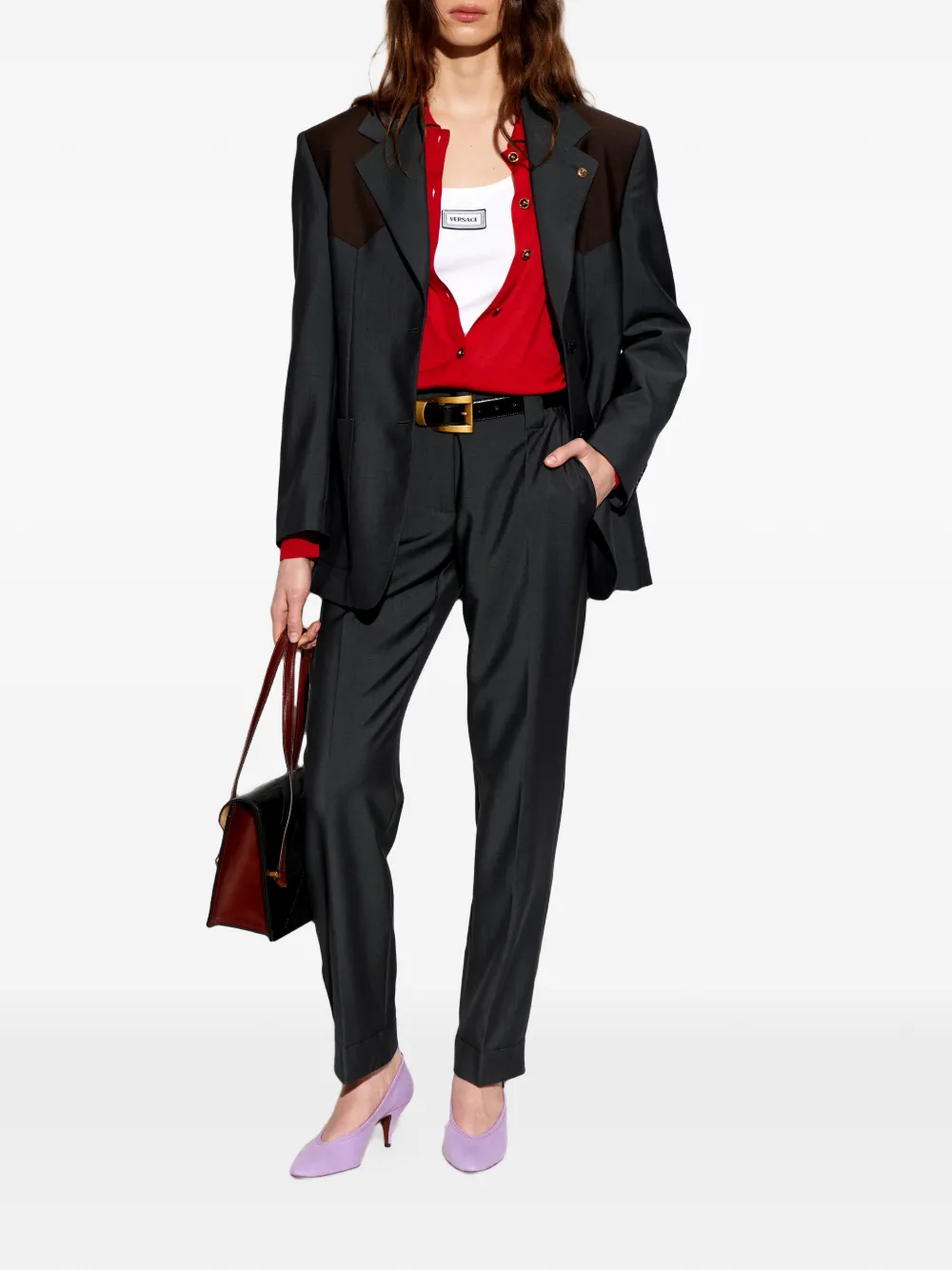 Versace 70mm leather heeled pumps Paars