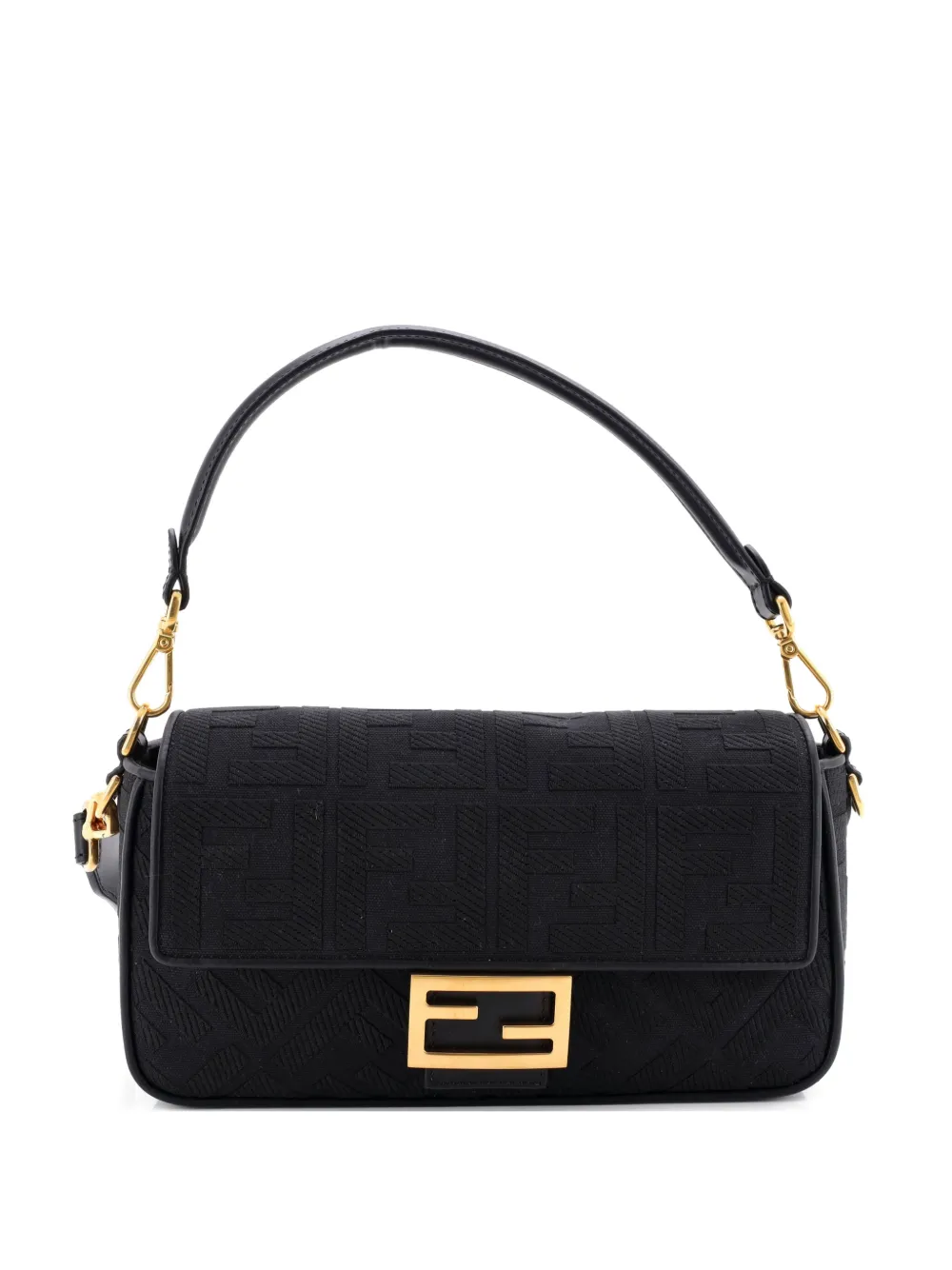 Fendi Pre-Owned Baguette NM Bag Zucca Embroidered Canvas Medium shoulder bag - Nero