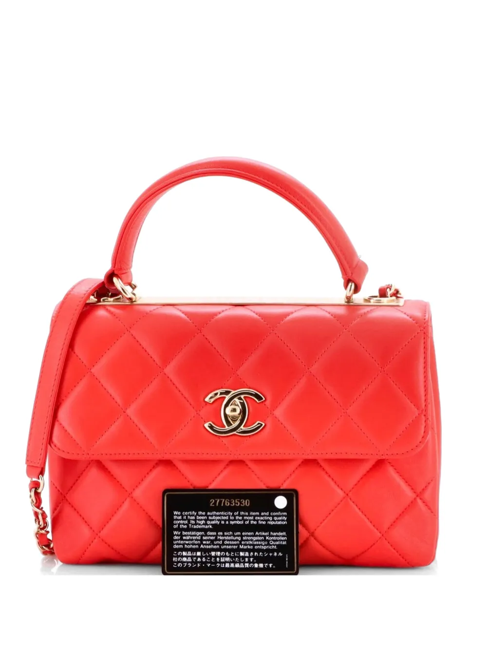 CHANEL Pre-Owned Trendy CC Top Handle Bag Quilted Lambskin Small shoulder bag - Rosso