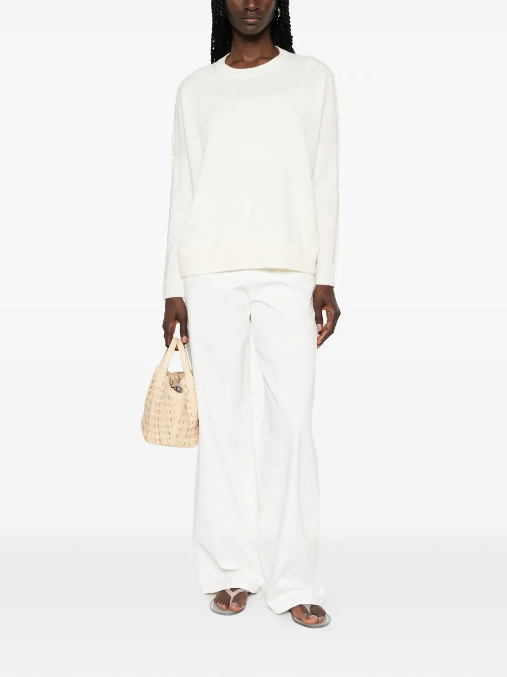 Lorena Antoniazzi Jeans met geborduurd detail Wit