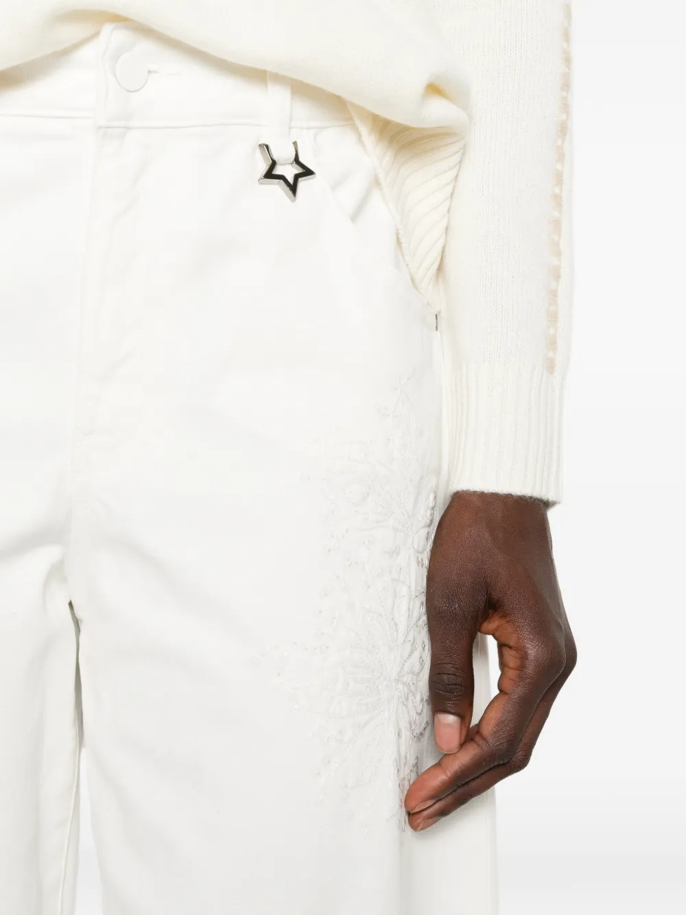 Lorena Antoniazzi Jeans met geborduurd detail Wit