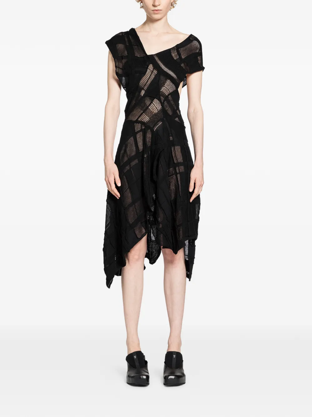 HALOS asymmetric dress - Nero