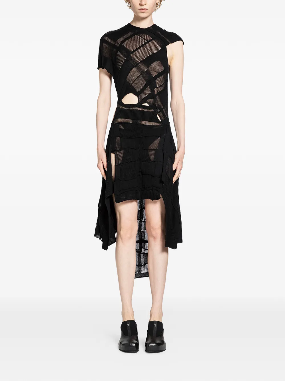 HALOS checked cut-out dress - Nero