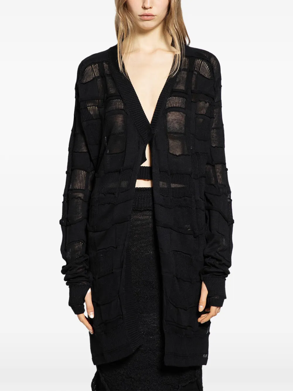 HALOS checked cardigan - Nero