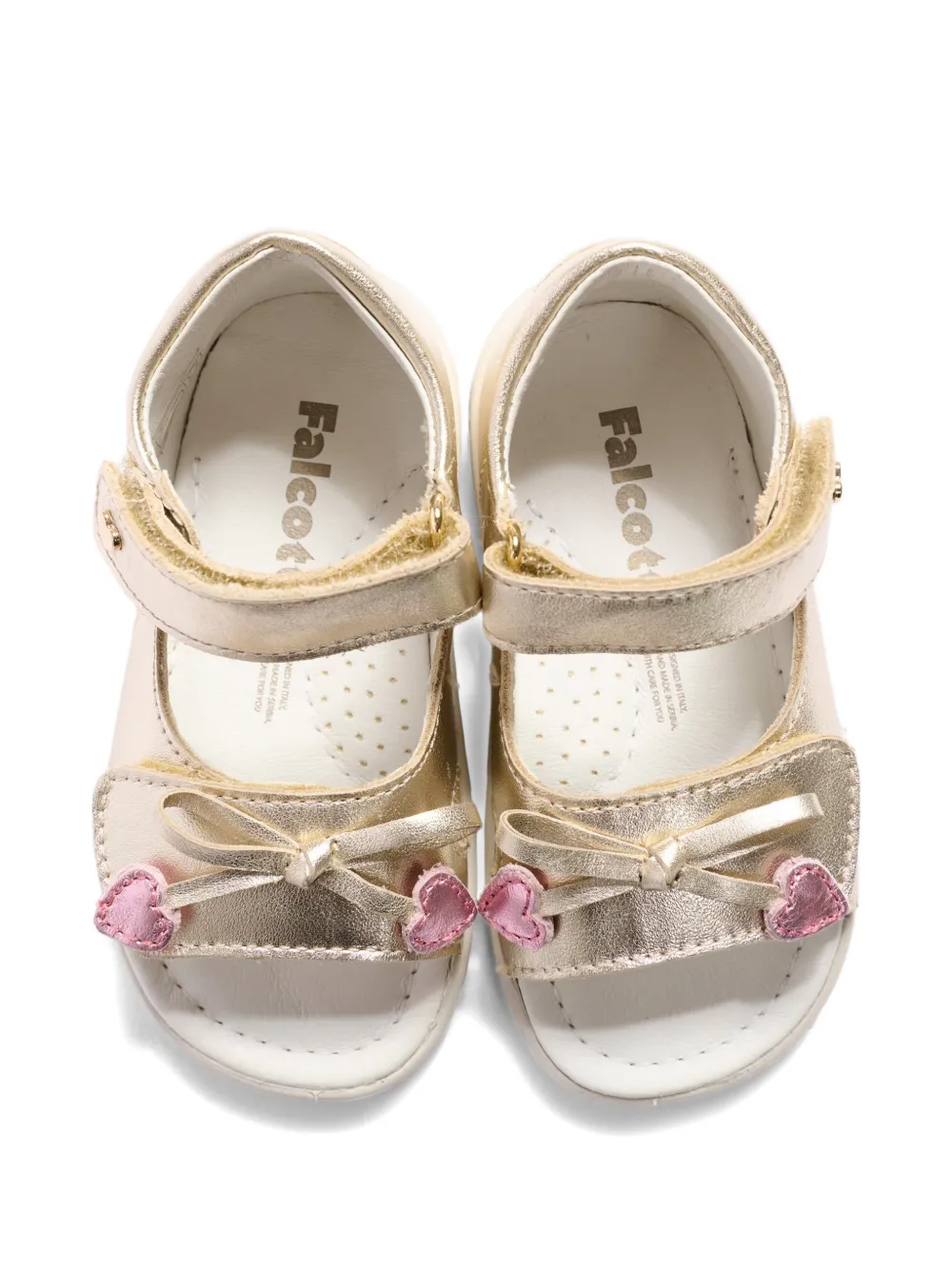 Falcotto Kiffy bow heart leather sandals Goud