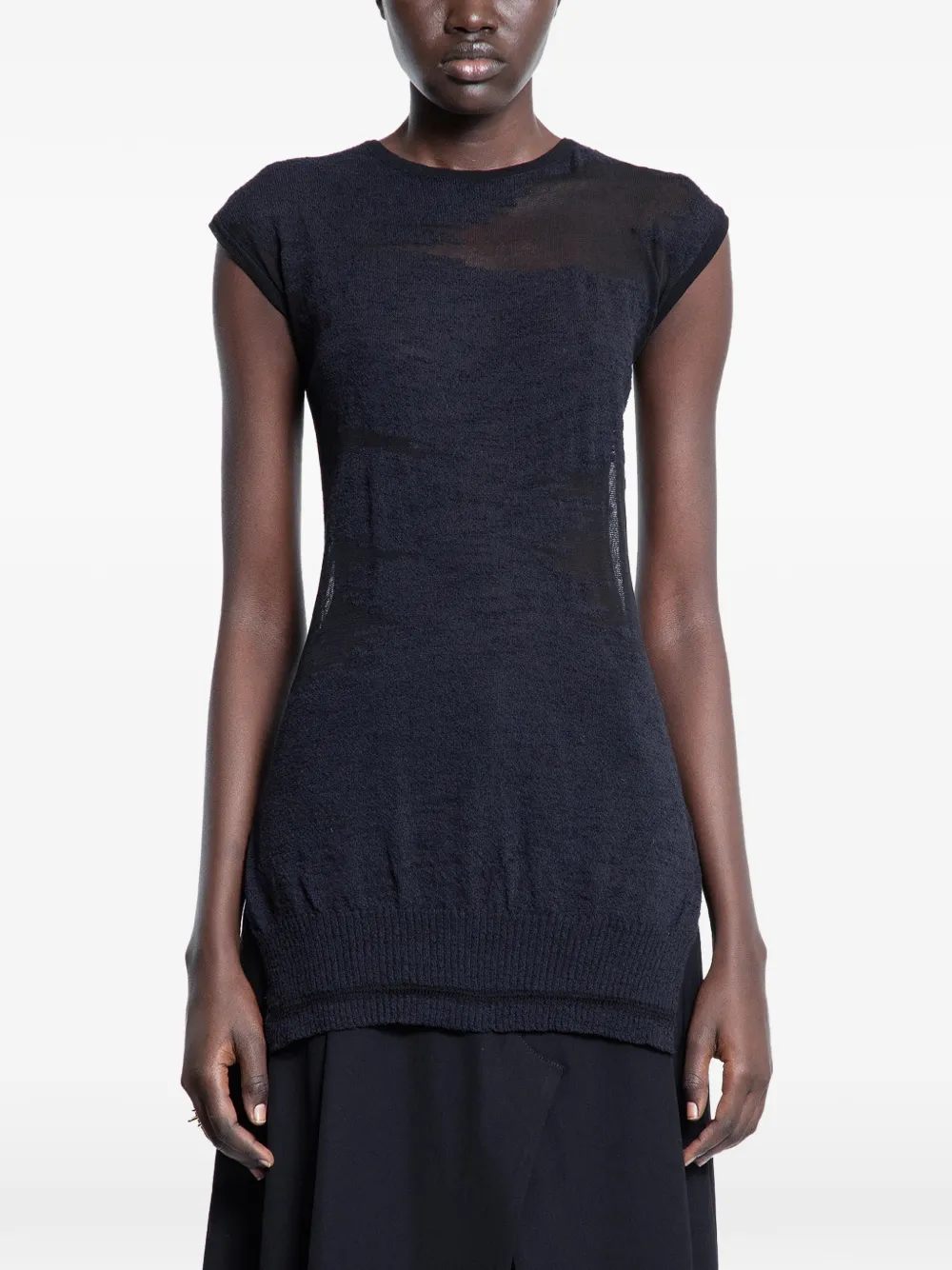 HALOS sheer sleeveless top - Nero