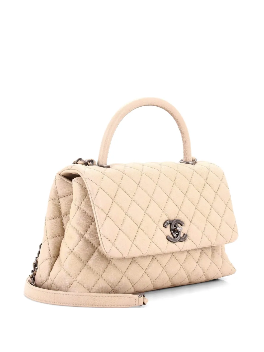 CHANEL Pre-Owned Coco Top Handle Bag Quilted Caviar Small crossbody bag - Toni neutri