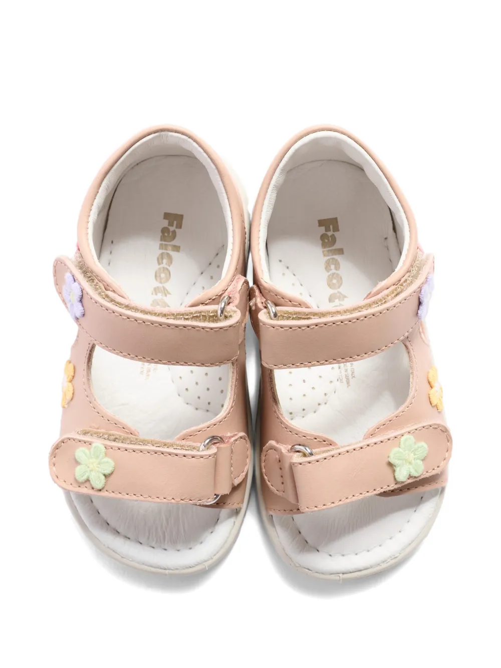 Falcotto Pufyt flower detail leather sandals Roze