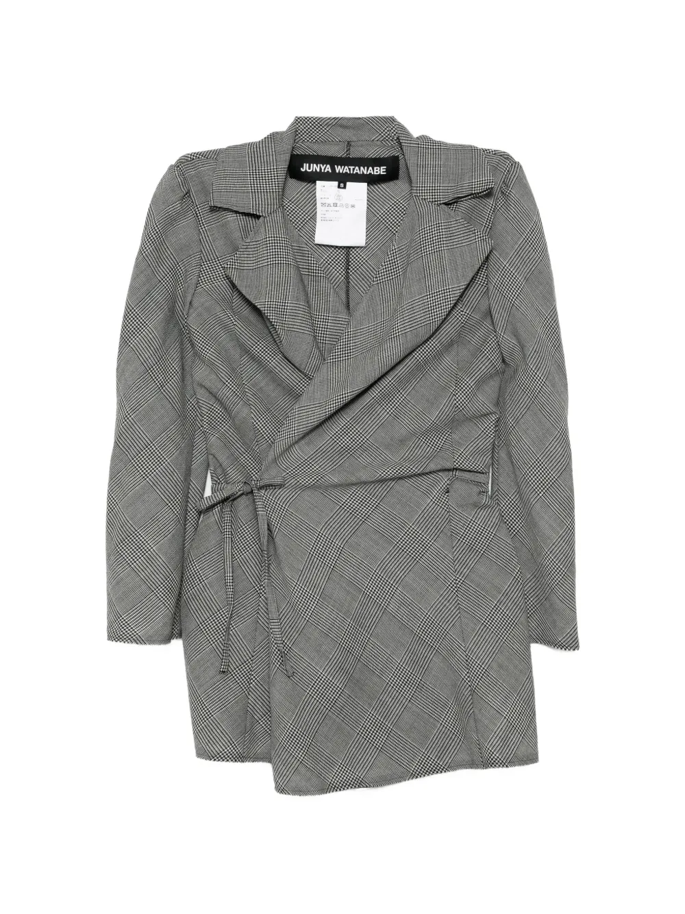 Junya Watanabe plaid-check tie-fastening jacket - Grigio