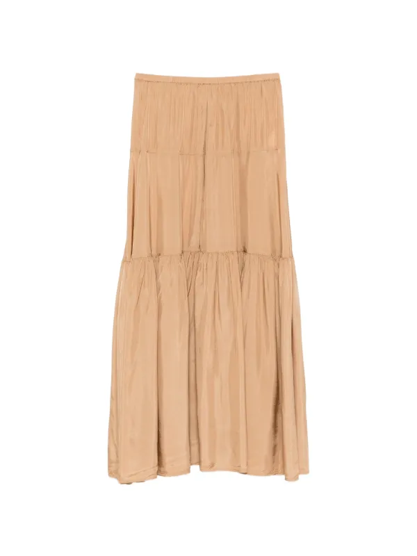 ASPESI Elasticated-waist Tiered Maxi Skirt in Neutrals