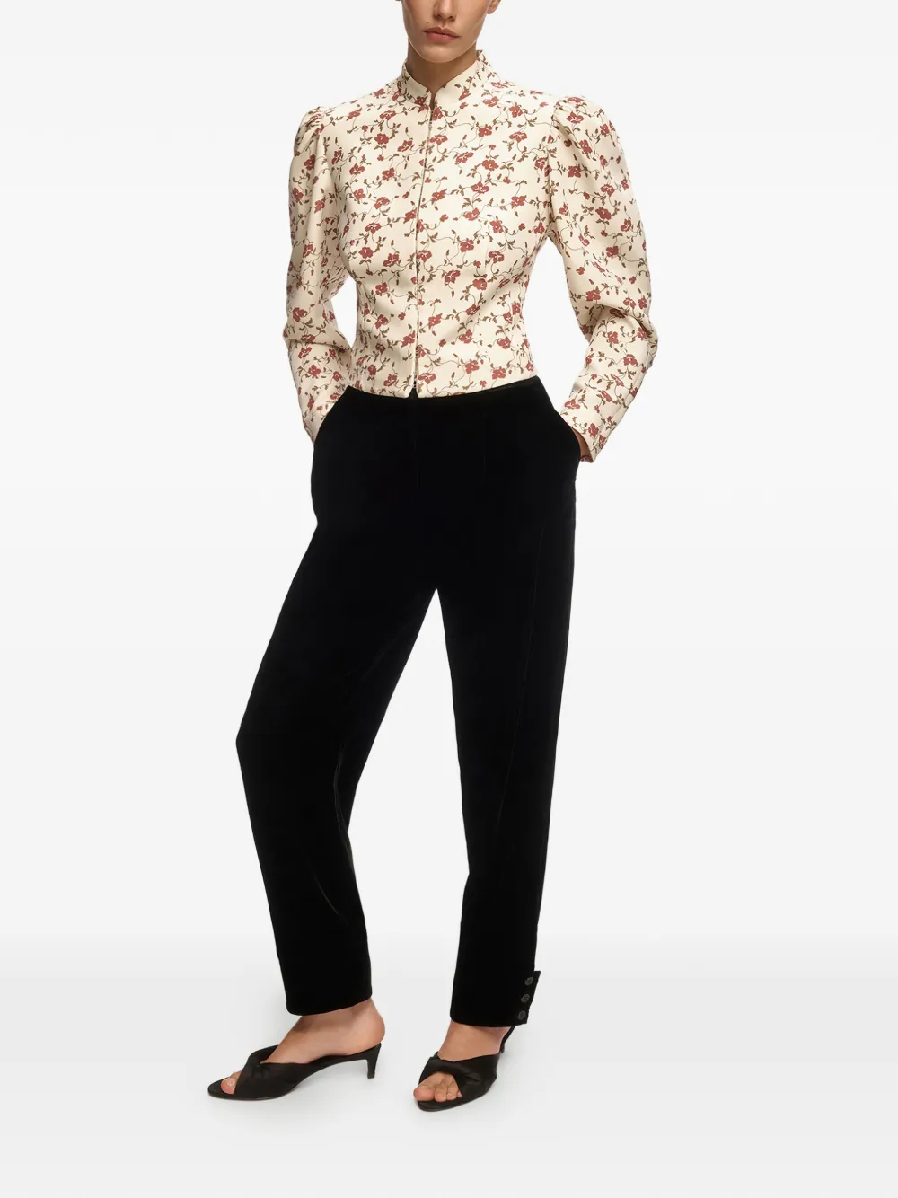 12 STOREEZ Nastenka jack met bloemenprint Beige
