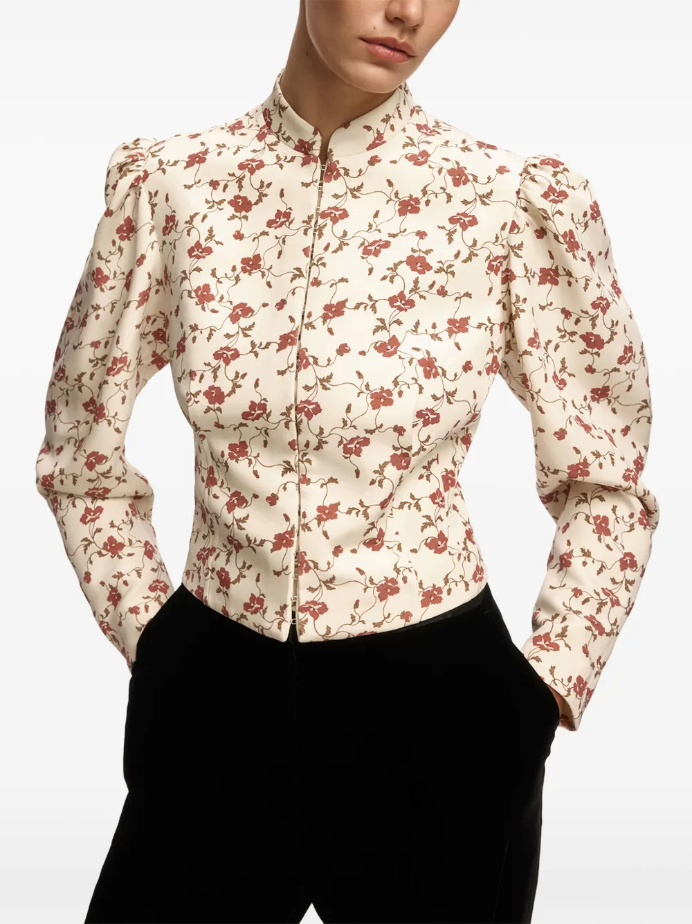 12 STOREEZ Nastenka jack met bloemenprint Beige