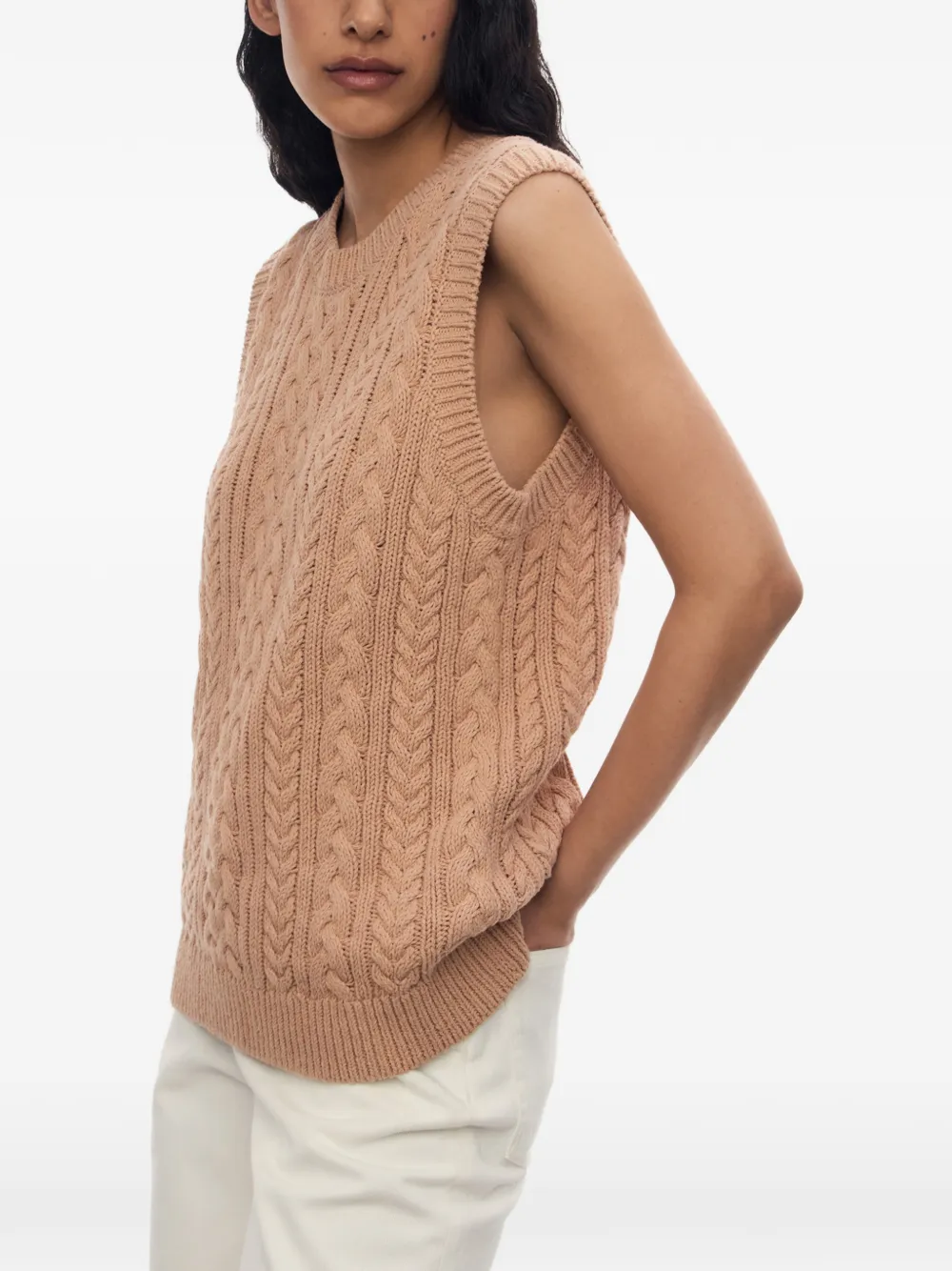 12 STOREEZ Harvest kabelgebreide top Beige
