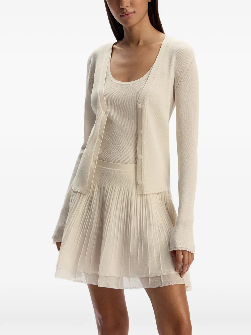 12 STOREEZ Ribgebreide rok Beige