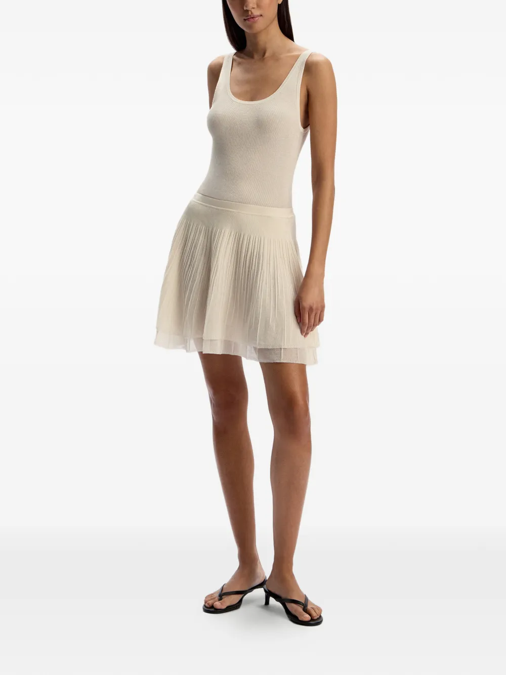 12 STOREEZ Ribgebreide rok Beige