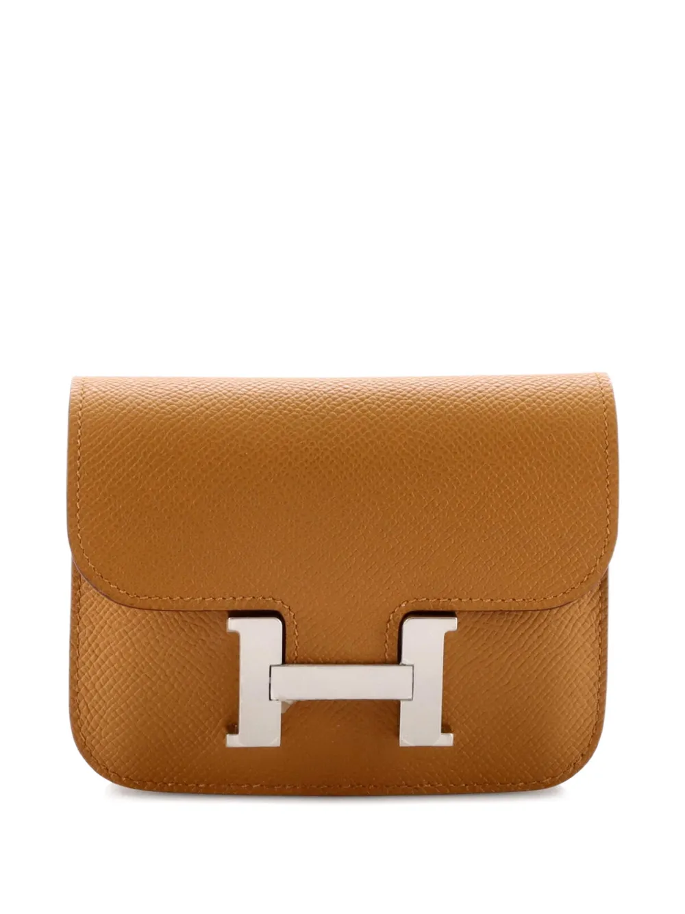 Pre-owned Hermes Constance Slim Wallet Epsom Small Wallets In Brown