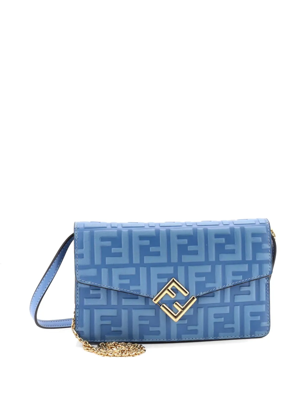 Fendi Pre-Owned FF Diamonds Wallet on Chain FF Embossed Leather shoulder bag - Blu