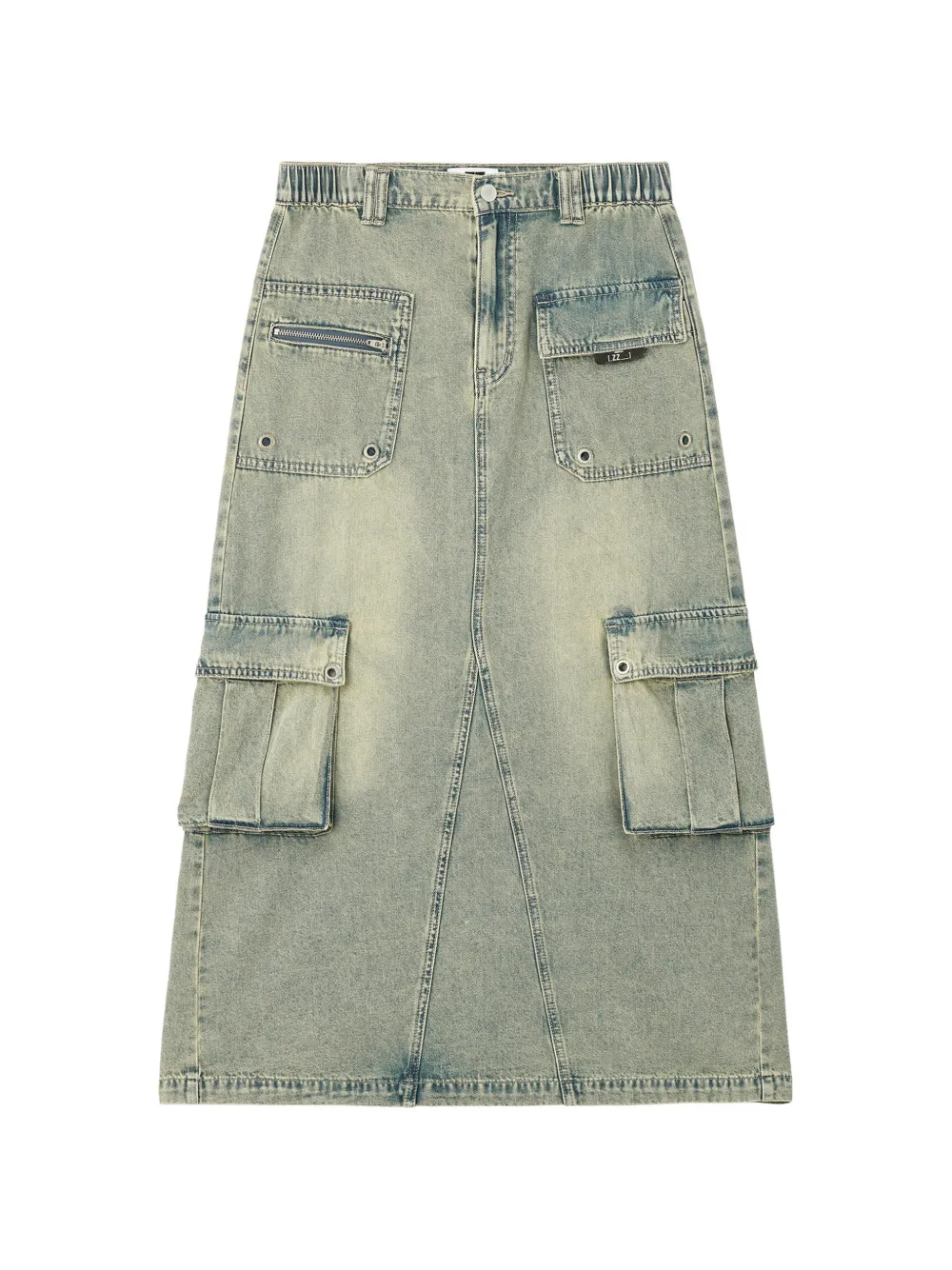 izzue acid-wash cargo skirt - Blu