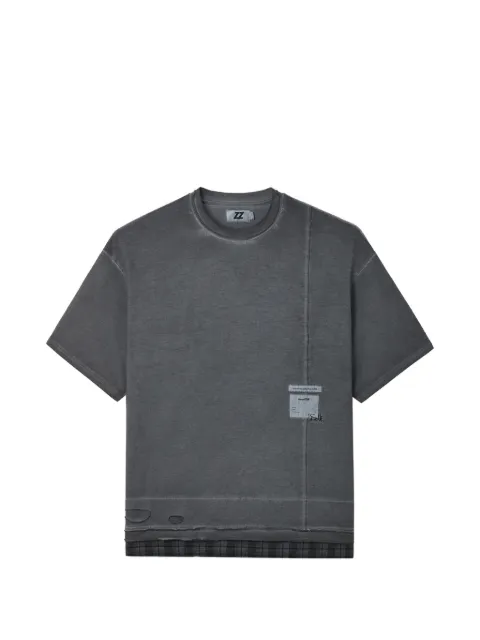 izzue check-trim distressed T-shirt