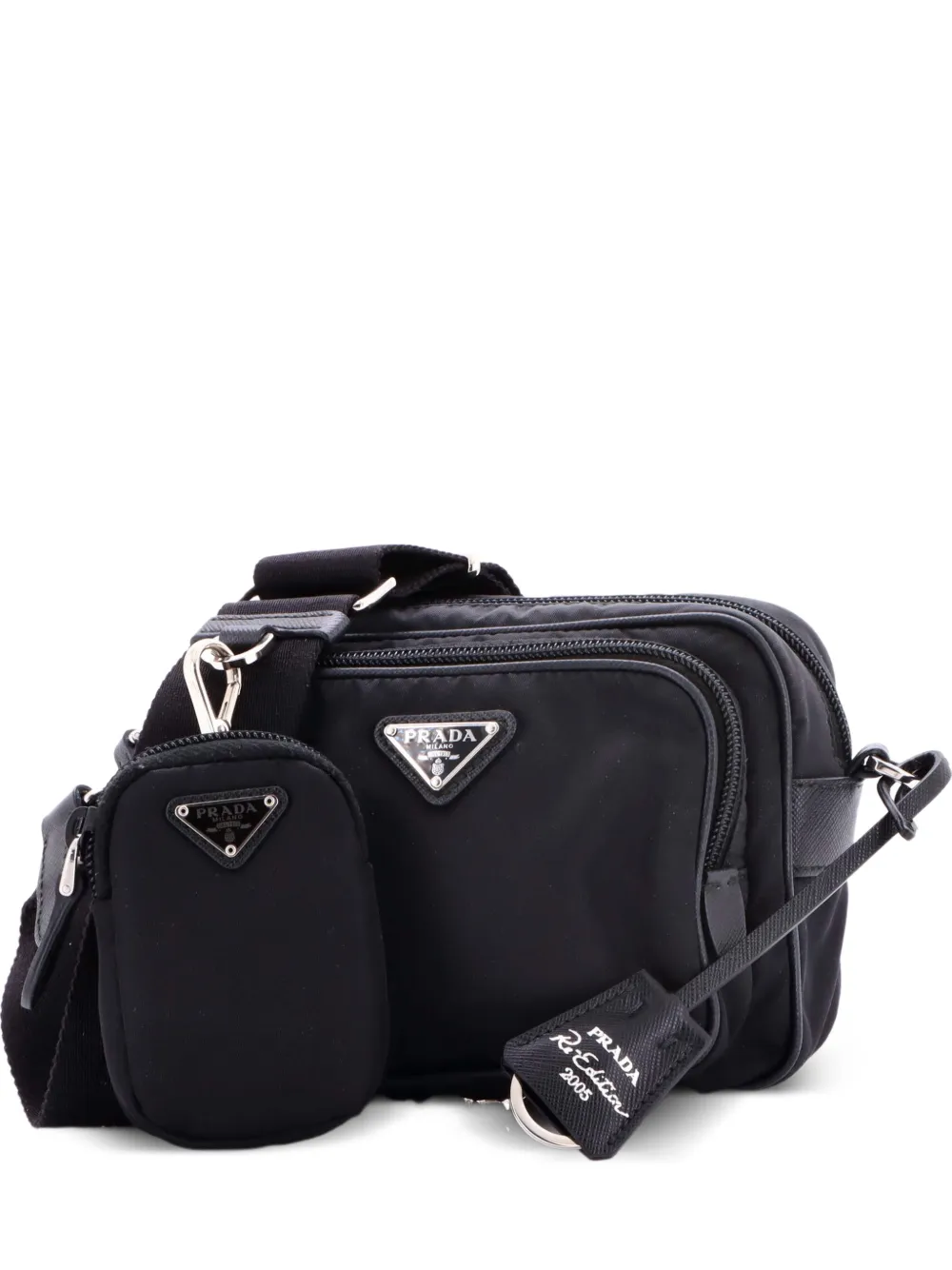 Prada Pre-Owned Re-Edition 2005 Camera Bag Tessuto with Saffiano Leather Mini crossbody bag - Nero