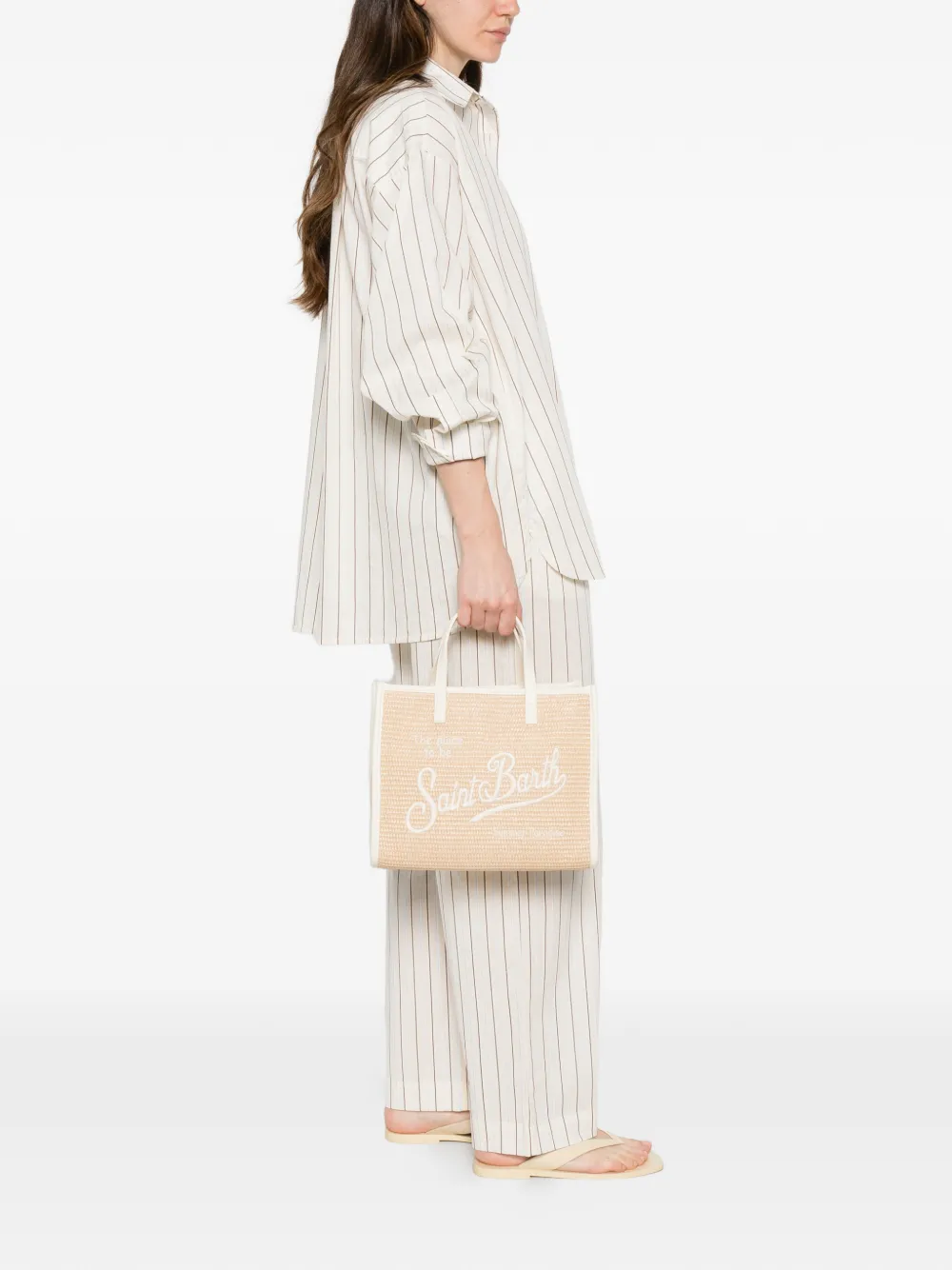 MC2 Saint Barth Kids Vivian shopper met geborduurd logo Beige