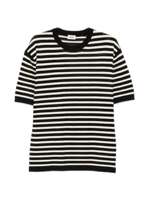 Drykorn stripe-pattern pointelle-knit T-shirt