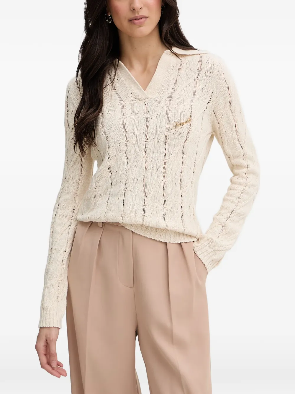 TWINSET cable-knit logo-plaque knitwear - Toni neutri