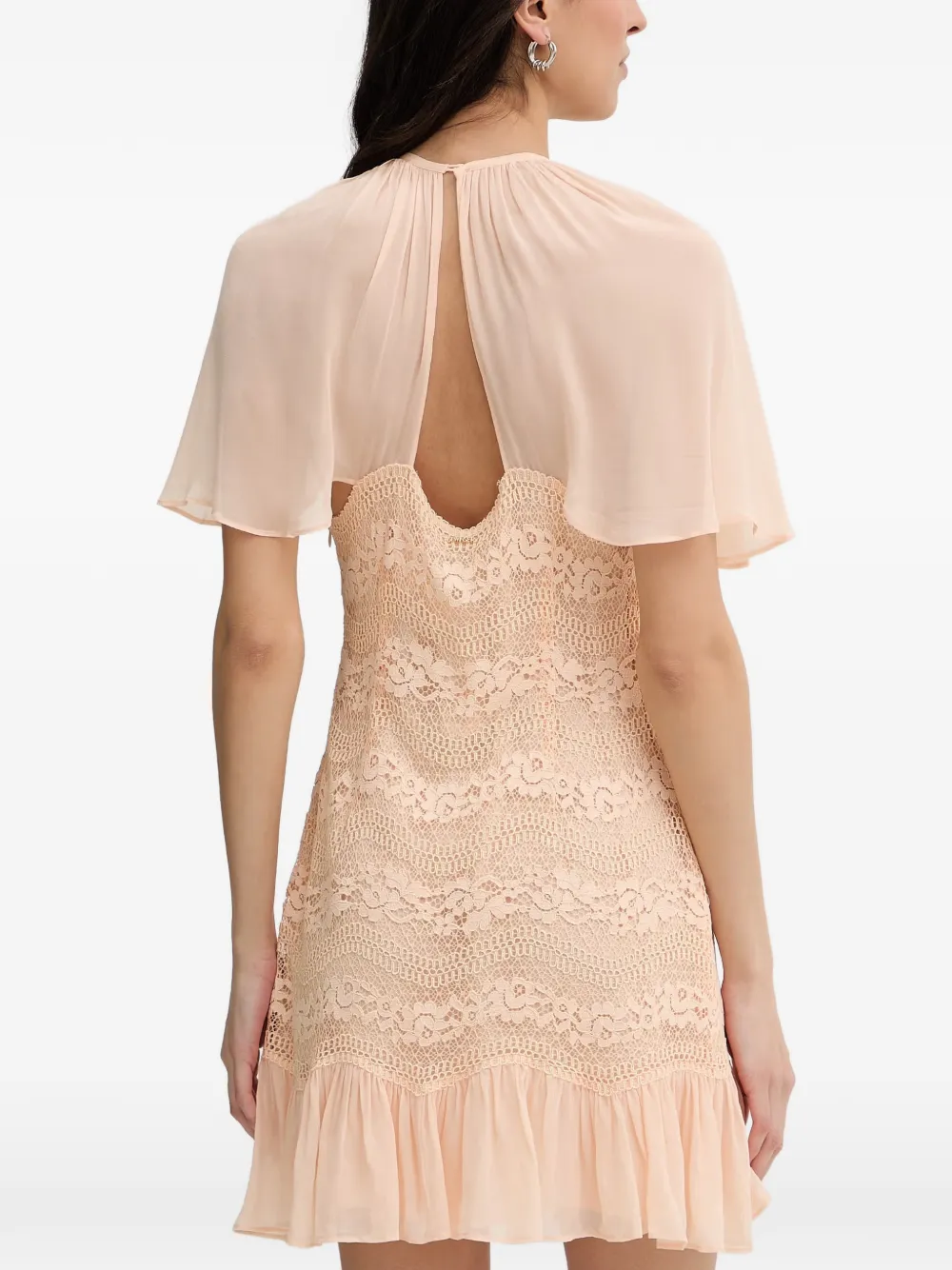 TWINSET Jurk met ruches en kanten vlakken Beige