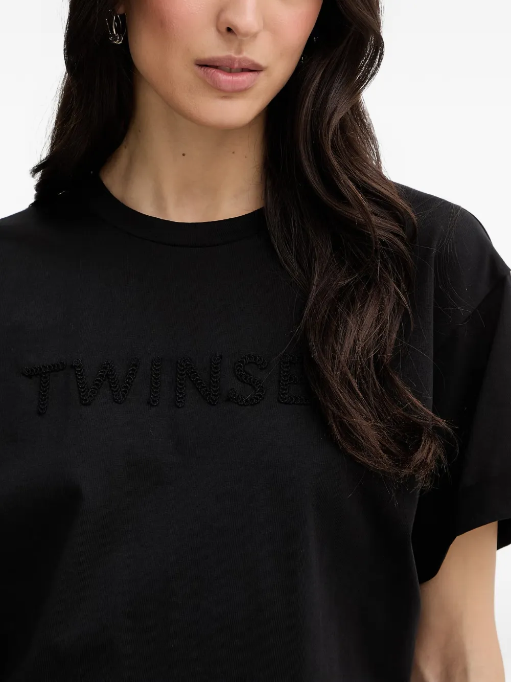 TWINSET T-shirt met geborduurd logo Zwart