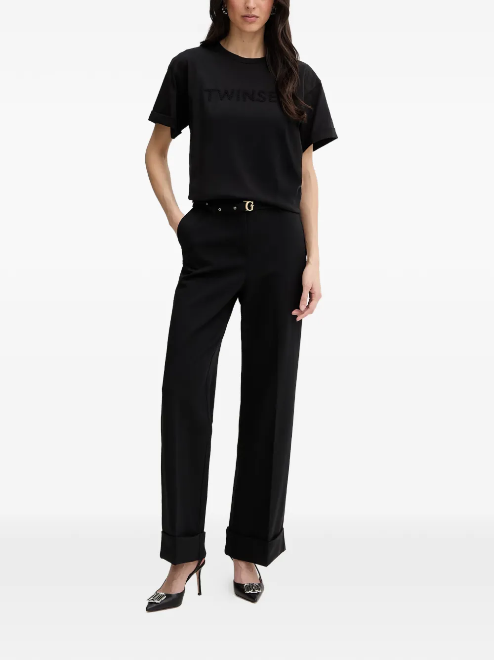 TWINSET T-shirt met geborduurd logo Zwart